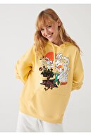 Mavi Scooby Doo Baskılı Kapüşonlu Sarı Lisanslı Sweatshirt 1610237-71208